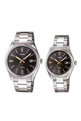 Casio Couple Watch Set MTP/LTP-1302D-1A2 – Black Dial, Stainless Steel