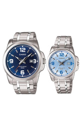 Casio Couple Watch Set MTP/LTP-1314D-2AVDF – Silver Stainless Steel, Blue Dial