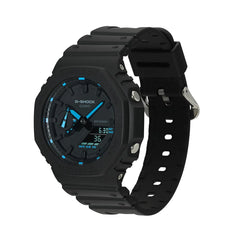 Casio G-SHOCK GA-2100-1A2 – Carbon Core Guard Analog-Digital Watch (Black & Blue Accent)