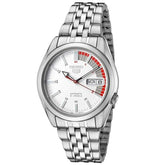 Seiko SNK369K1 Automatic Men’s Watch – White Dial, Day-Date, 21-Jewel Movement, Stainless Steel Bracelet