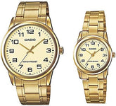 Casio MTP/LTP-V001G-9BUDF Couple Watches – Gold Tone Stainless Steel Matching Set