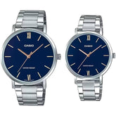 Casio Couple Watch Set MTP/LTP-VT01D-2BUDF – Silver Stainless Steel, Blue Dial