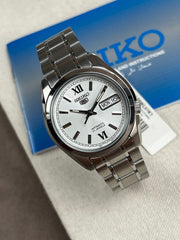 Seiko SNKL51K1 Automatic Men’s Watch – Stainless Steel, White Dial, Day-Date Display