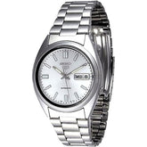 Seiko SNXF05K1 Automatic Men’s Watch – Stainless Steel, White Dial, Day-Date Classic