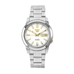 Seiko SNKK07K1 Automatic Men’s Watch – White Dial, Stainless Steel, Day-Date