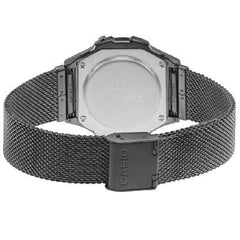 CASIO A168WEMB-1BDF Classic Digital Watch with Black Dial and Stainless Steel Band