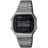 CASIO A168WGG-1BDF Black Dial Digital Watch - Stainless Steel Band, Classic Style
