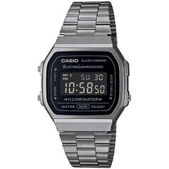 CASIO A168WGG-1BDF Black Dial Digital Watch - Stainless Steel Band, Classic Style