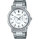 CASIO MTP-E335D-7E Men's Stainless Steel Watch with White Dial – Elegant, Durable, and Water-Resistant