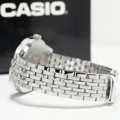 CASIO MTP-E340D-1A Men's Stainless Steel Watch with Black Dial - Classic & Stylish Timepiece