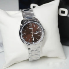 Casio MTP/LTP-1302DD-5AVDF Couple Watches – Brown Dial with Silver Stainless Steel Band