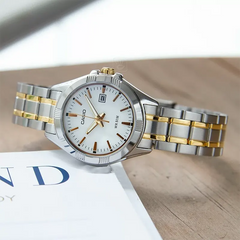 Casio MTP/LTP-1308SG-7AB Couple Watches – White Dial with Gold Stainless Steel Band