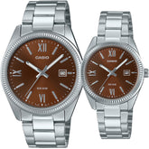 Casio MTP/LTP-1302DD-5AVDF Couple Watches – Brown Dial with Silver Stainless Steel Band