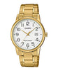 Casio MTP/LTP-V002G-7B2 Couple Watches – White Dial with Gold Tone Stainless Steel Band