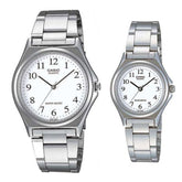 Casio MTP/LTP-1130A-7B Couple Watches – White Dial with Silver Stainless Steel Band