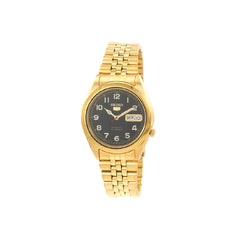Seiko 5 Gold Tone Jubilee Bracelet Black Dial 21 Jewels Automatic SNKC20J1 Men's Watch
