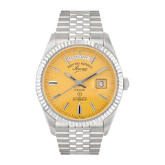 Men the Classics Automatic Perpetual Watch 41mm with Silver Strap & Yellow Dial