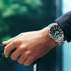 Seiko Prospex SNE597P1 Solar Diver’s Watch – 41 mm Black Dial with Stainless Steel Bracelet