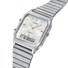 Casio Vintage Liberty AQ-230ELT-7ADR Analog-Digital Watch – White Dial, Leather Strap, Dual Time, Limited Edition