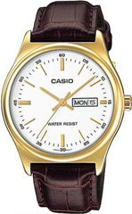 Casio Couple Watch Set MTP/LTP-V004GL-7A – Gold-Tone Case, White Dial, Leather Strap