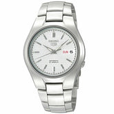 Seiko SNK601K1 Automatic Men’s Watch – White Dial Military Style, Stainless Steel, Day-Date