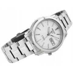 Seiko SNKK65K1 Automatic Men’s Watch – Stainless Steel, White Dial, Day-Date Display