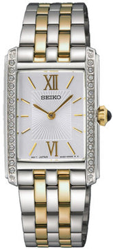 Seiko SWR093P1 Quartz Analog Women’s Watch – Two Tone Stainless Steel Rectangular Dress Watch