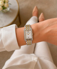 Seiko SWR093P1 Quartz Analog Women’s Watch – Two Tone Stainless Steel Rectangular Dress Watch