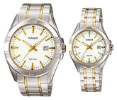 Casio MTP/LTP-1308SG-7AB Couple Watches – White Dial with Gold Stainless Steel Band