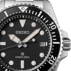 Seiko Prospex SNE597P1 Solar Diver’s Watch – 41 mm Black Dial with Stainless Steel Bracelet