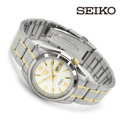 Seiko SNKL57K1 Men's Two-Tone Automatic Watch – Off White Dial with Day-Date