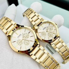 Casio MTP/LTP-V300G-9A Couple Watches – Gold Tone Stainless Steel Classic Set