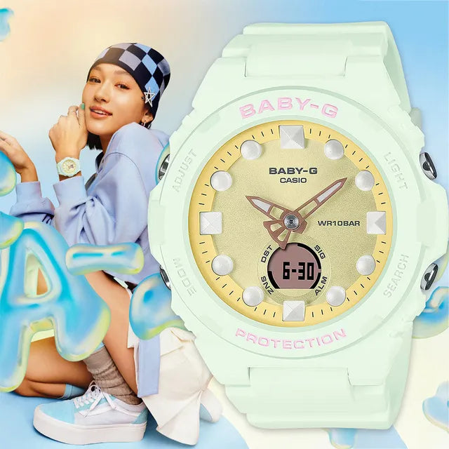 Casio Baby-G G-Shock BGA-320FH-3ADR Green Floral Analog-Digital Women’s Watch