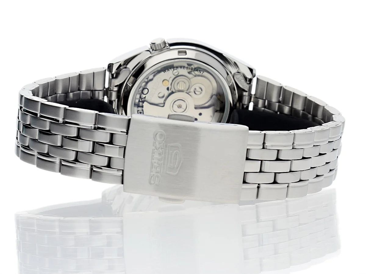 Seiko SNK375K1 Automatic Men’s Watch – Black Dial, Day-Date, Stainless Steel Bracelet