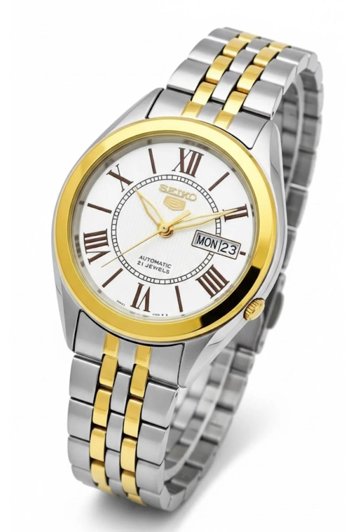Seiko SNKL36J1 Automatic Men's Watch with White Dial & Stainless Steel Bracelet