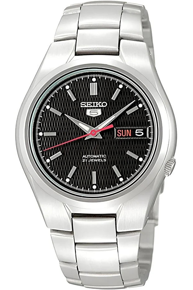 Seiko SNK607K1 Automatic Men’s Watch – Black Dial Military Style, Stainless Steel, Day-Date