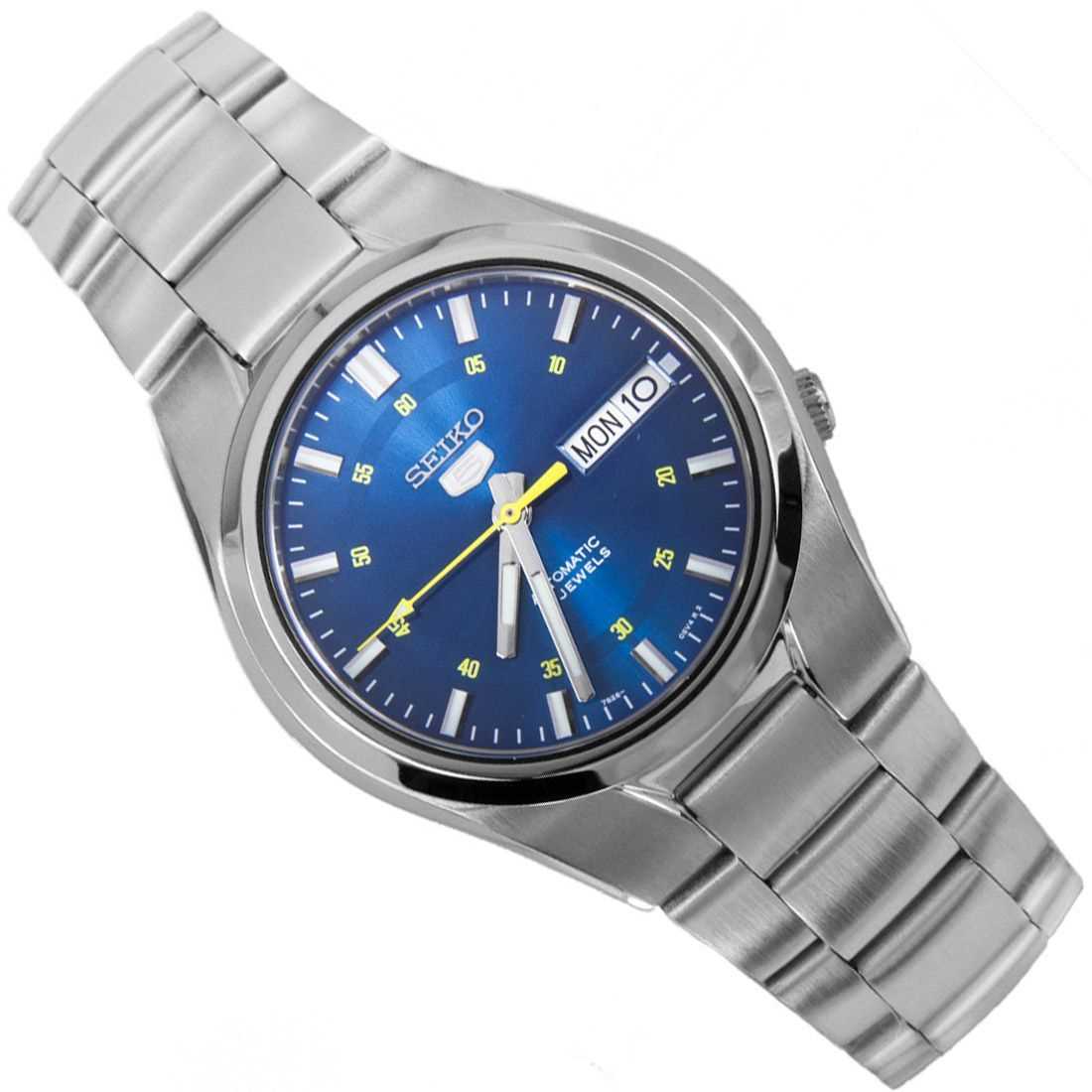 Seiko SNK615K1 Automatic Men’s Watch – Blue Dial Military Style, Stainless Steel, Day-Date