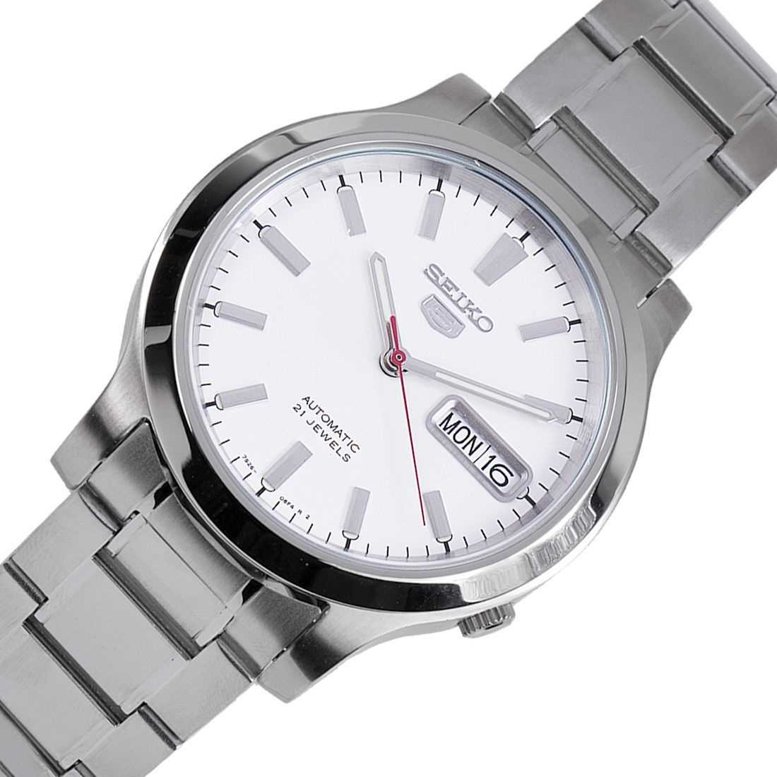 Seiko SNK789K1 Automatic Men’s Watch – White Dial, Stainless Steel, Day-Date