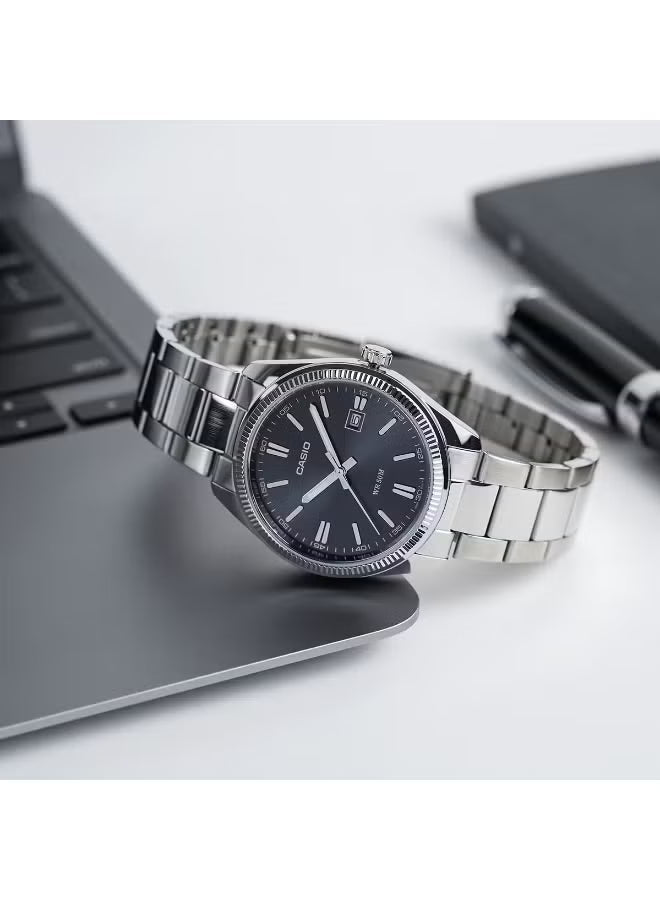 Casio MTP/LTP-1302D-1A1 Couple Watches – Black Dial with Silver Stainless Steel Band