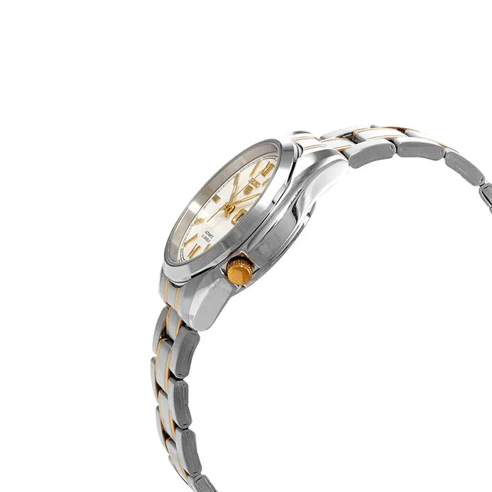 Seiko SNKL57K1 Men's Two-Tone Automatic Watch – Off White Dial with Day-Date