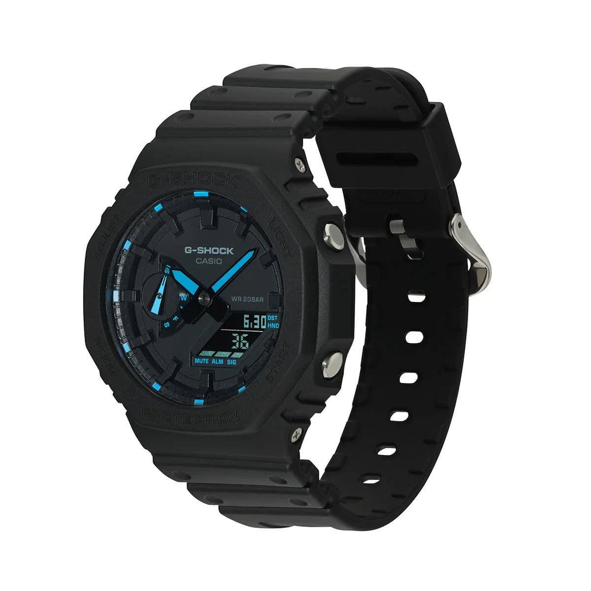 Casio G-SHOCK GA-2100-1A2 – Carbon Core Guard Analog-Digital Watch (Black & Blue Accent)