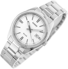 Casio MTP/LTP-1302D-7A1 Couple Watches – White Dial with Silver Stainless Steel Band