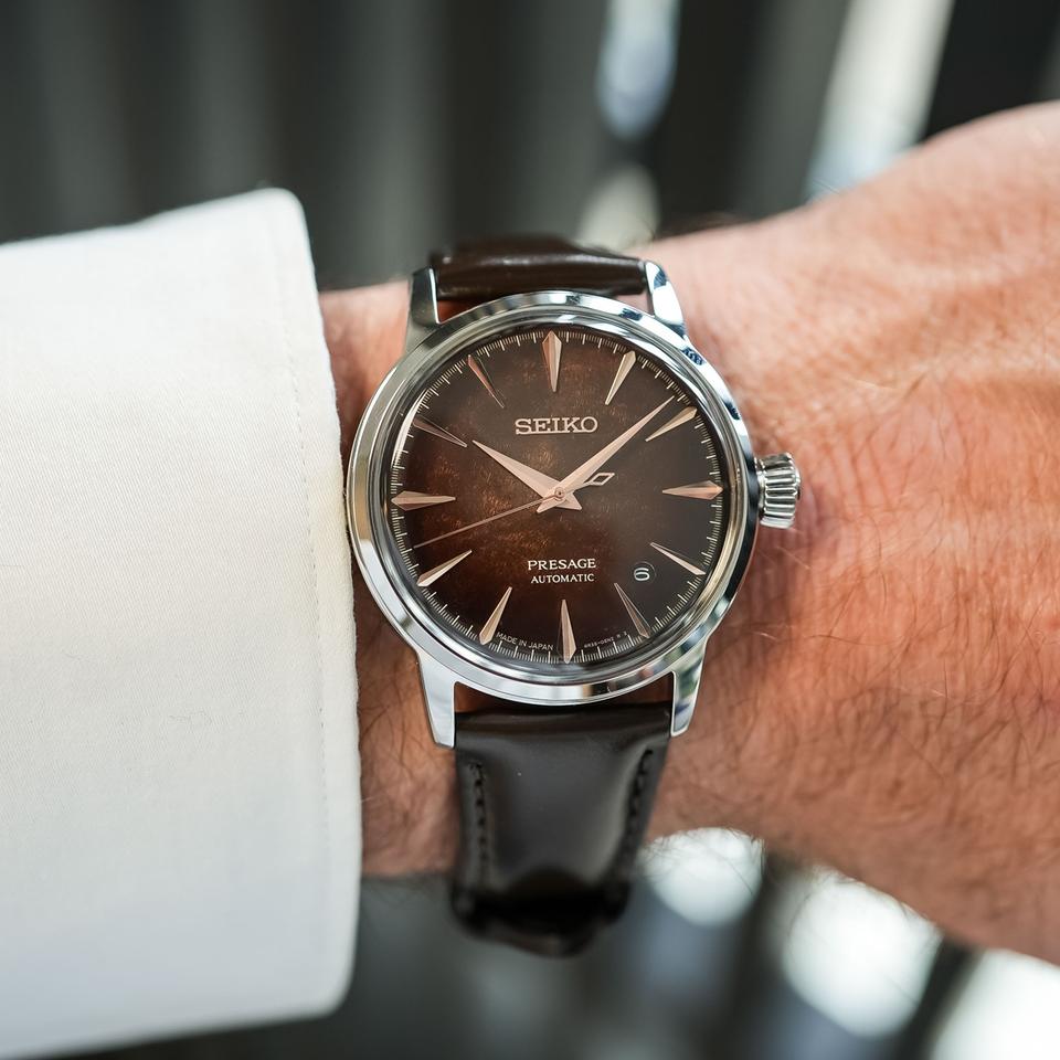 SEIKO Presage Cocktail Time "Whiskey Mist" automatic dress watch