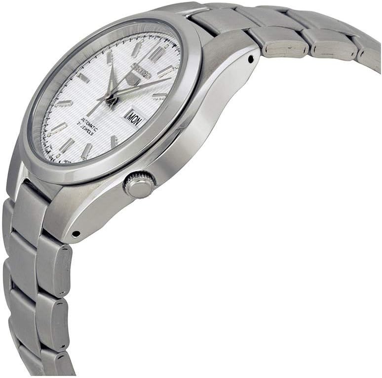 Seiko SNK601K1 Automatic Men’s Watch – White Dial Military Style, Stainless Steel, Day-Date