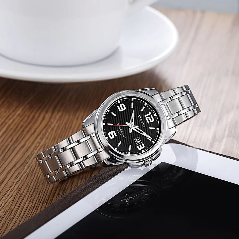 Casio MTP/LTP-1314D-1AV Couple Watches – Stainless Steel Black Dial Matching Set