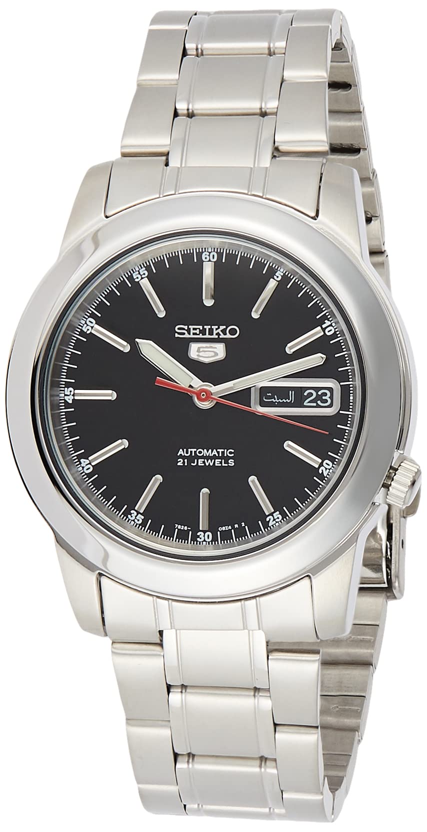 Seiko SNKE53K1 Automatic Men’s Watch – Black Dial, Stainless Steel, Day-Date Display