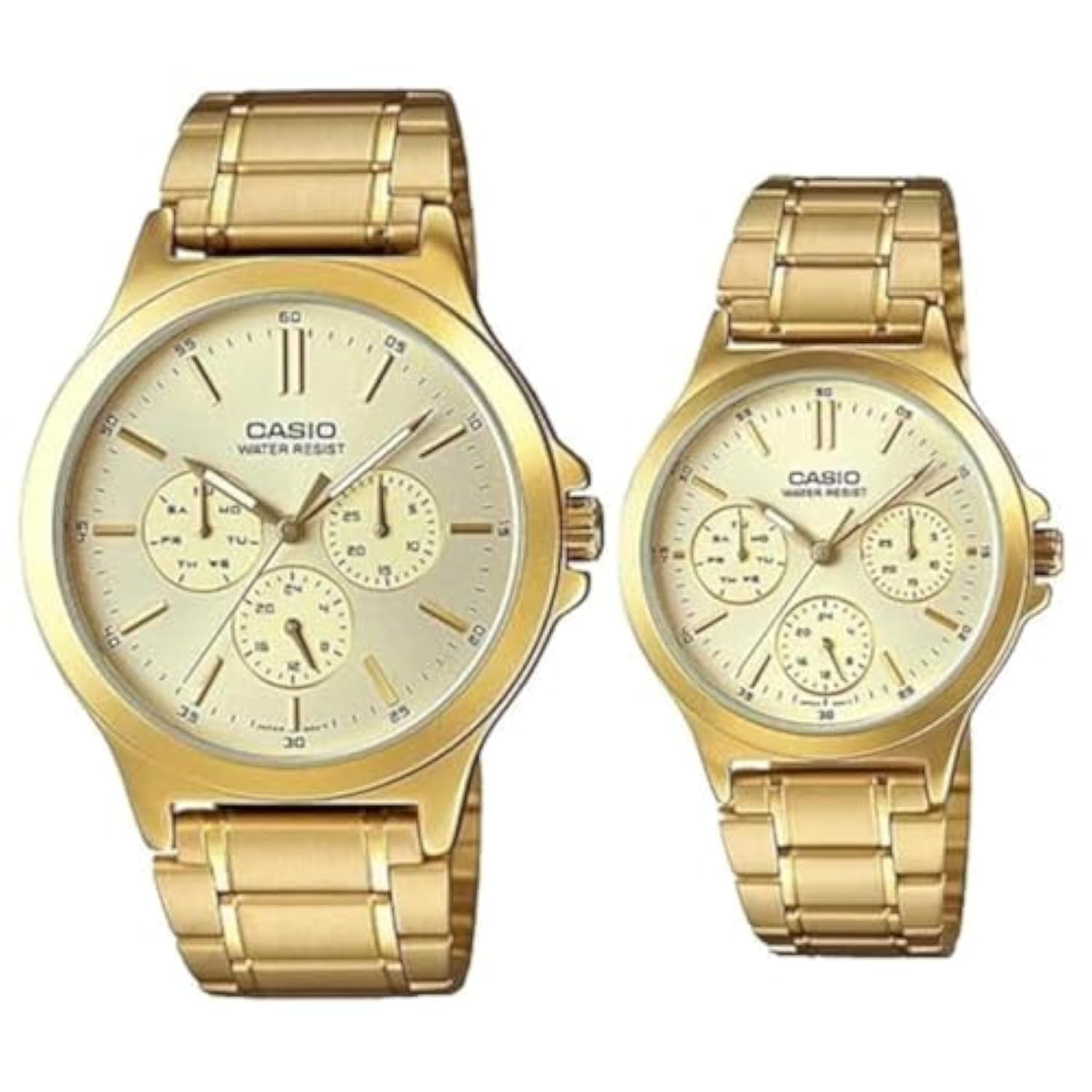 Casio MTP/LTP-V300G-9A Couple Watches – Gold Tone Stainless Steel Classic Set