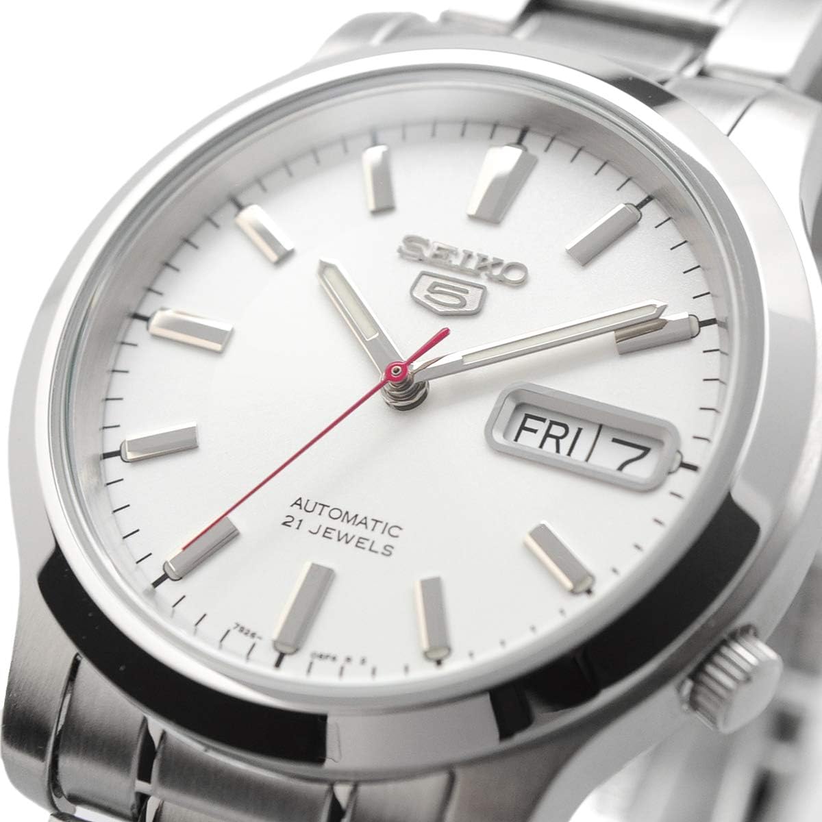 Seiko SNK789K1 Automatic Men’s Watch – White Dial, Stainless Steel, Day-Date