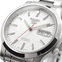 Seiko SNK789K1 Automatic Men’s Watch – White Dial, Stainless Steel, Day-Date