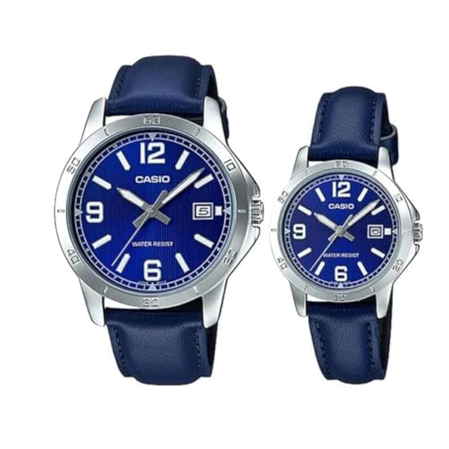 Casio MTP/LTP-V004L-2B Couple Watches – Blue Dial with Black Leather Strap